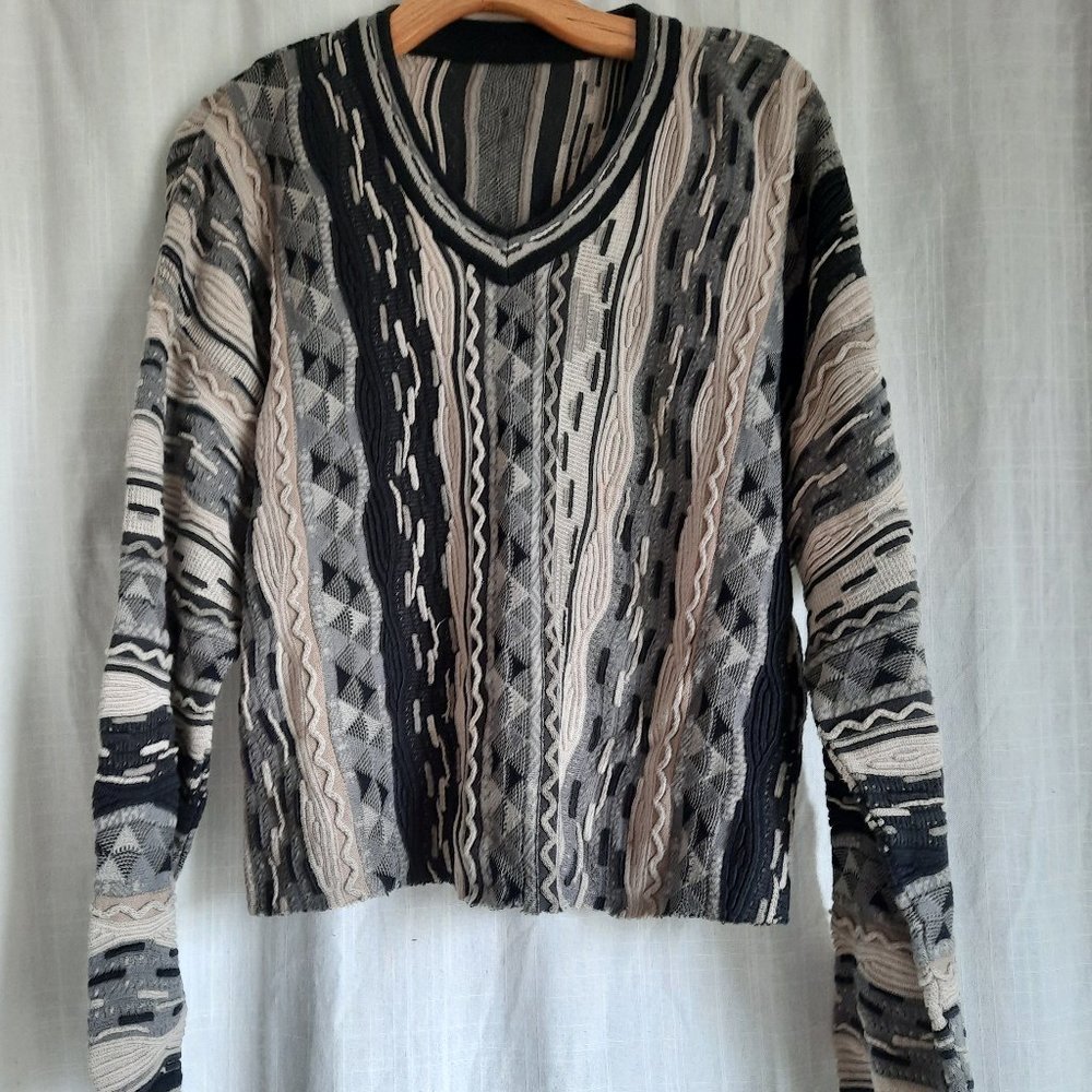 Coogi style cropped cotton sweater
